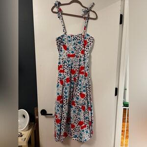 Oliphant Red and Blue Floral Casual Dress